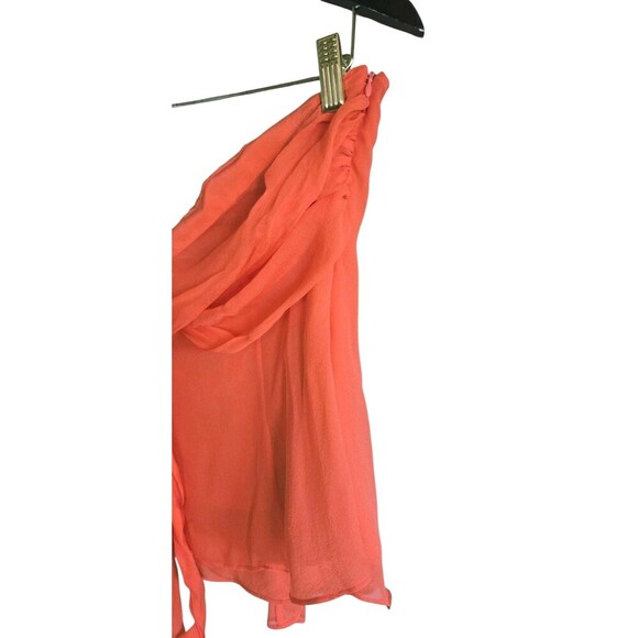 BCBG Max Azria Silk Halter Top Crop Blouse Women's 12 Orange Ethereal NWT - Picture 2 of 9